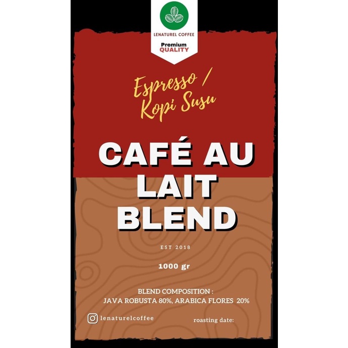 

Cafe au lait |Es Kopi Susu Blend | 1 kg | Biji Kopi 80/20 | Whole bean -Diskon Besar