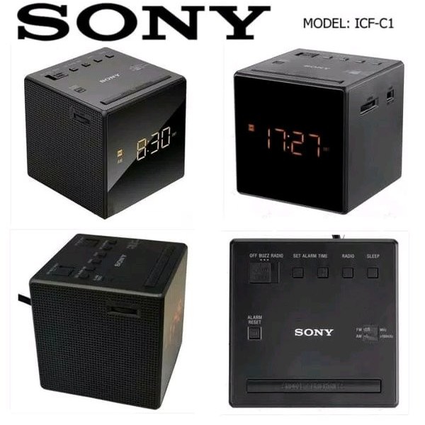 Jam digital alarm sony icf c1 radio fm am clock alarm