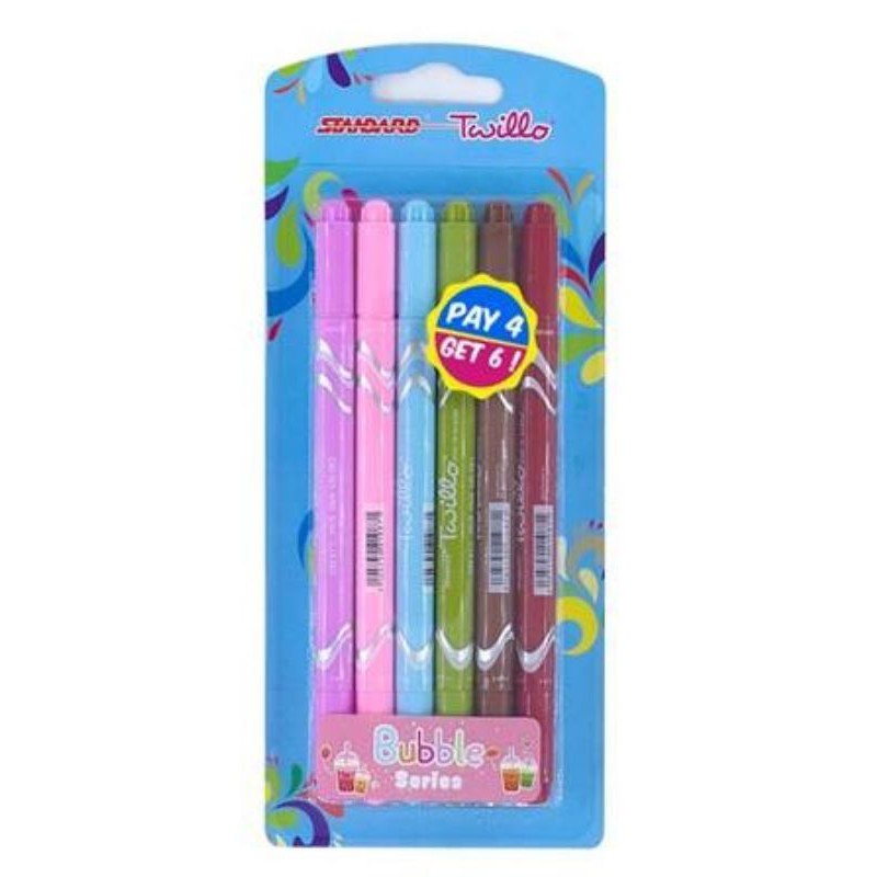 

Pulpen Dual Tip Twillo Blister Bubble Series Spidol Doodle Coloring Marker Set 6 Warna