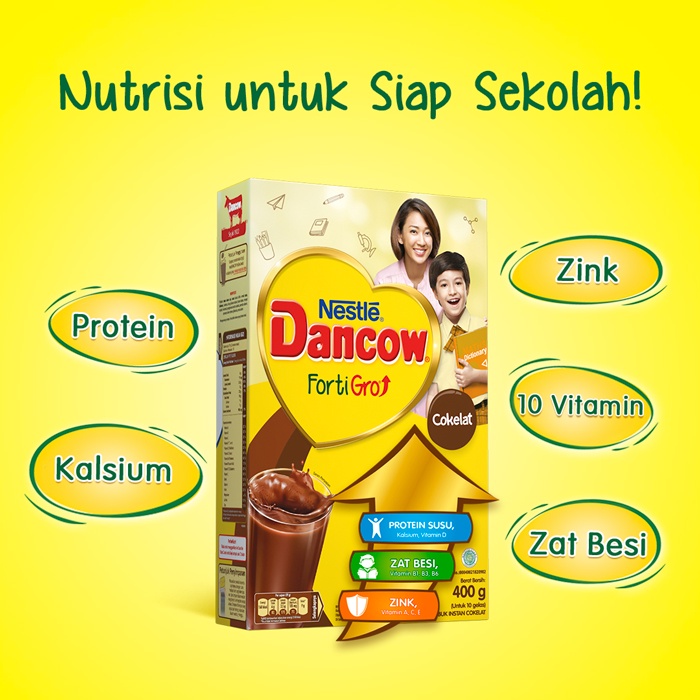 Dancow Fortigro Susu Bubuk Instant Cokelat 400Gr