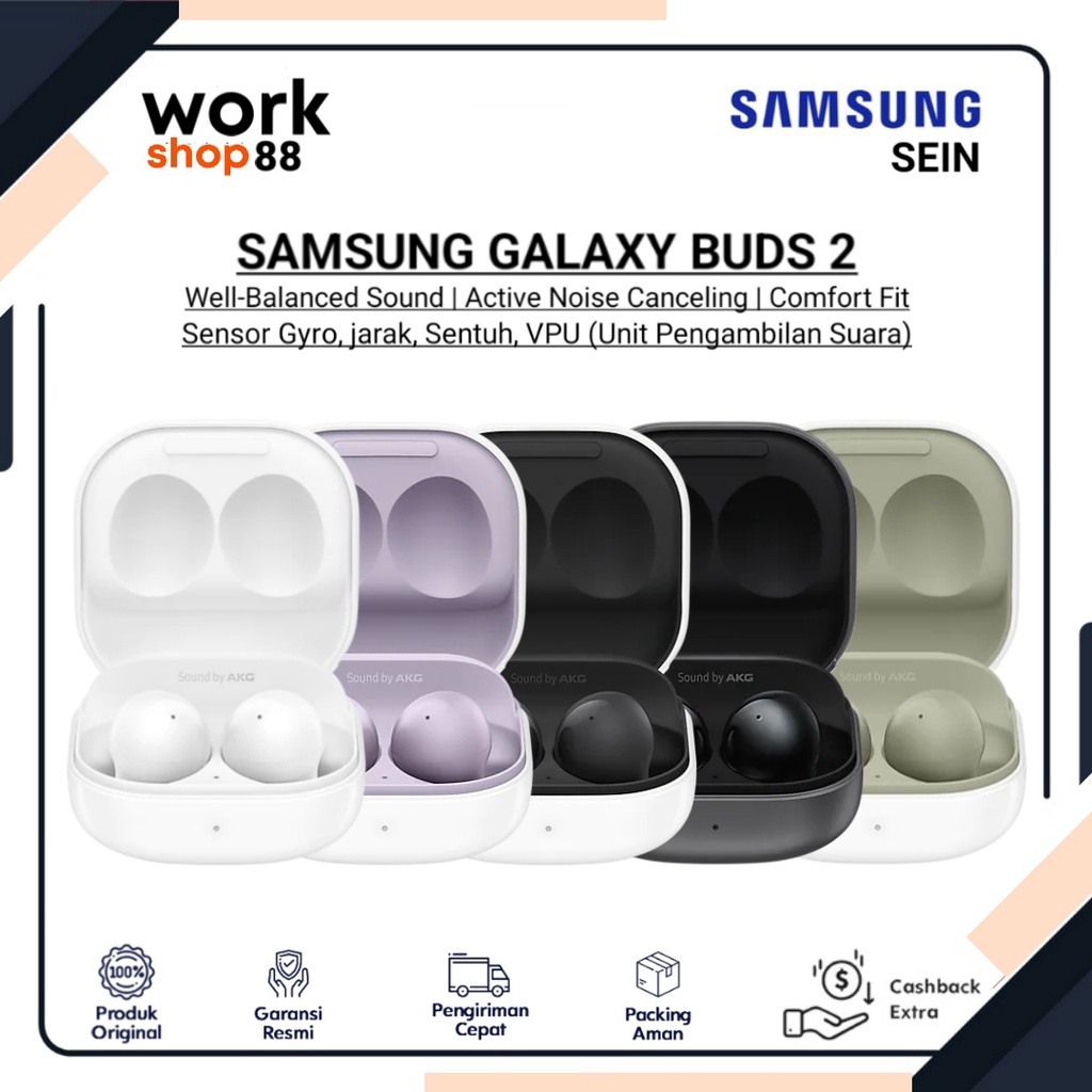 Terbaru Samsung Galaxy Buds 2 - New Original Garansi Resmi Nasional SEIN - Well-Balanced Sound | ANC