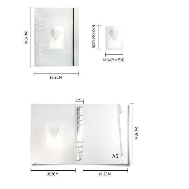 

✨ A5 PP Frosted Withe Transparent Cover 6-hole Folder Poker Loose Leaf Cover Notebook Binder murah