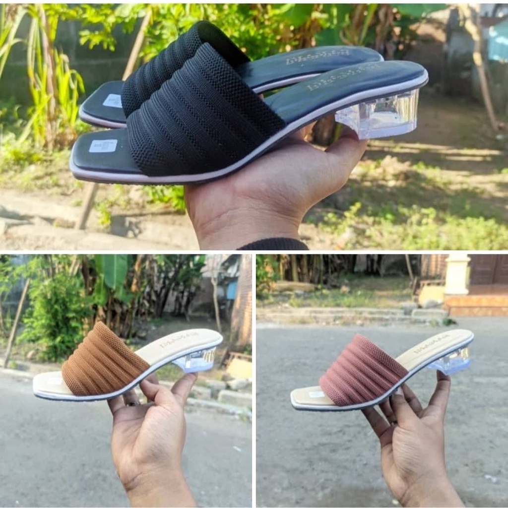 Heels Rajut Kaca Cinderella - Sendal Cantik Wanita Sandal Hak Kaca tiktok!!! yeyeye lalalala