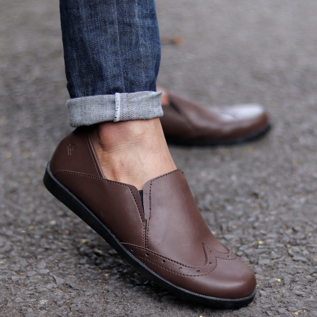 JACK|Sepatu Slip On Pantofel Pria Hitam Kasual Kerja Kantor Kondangan Original Trendy Slop Pria