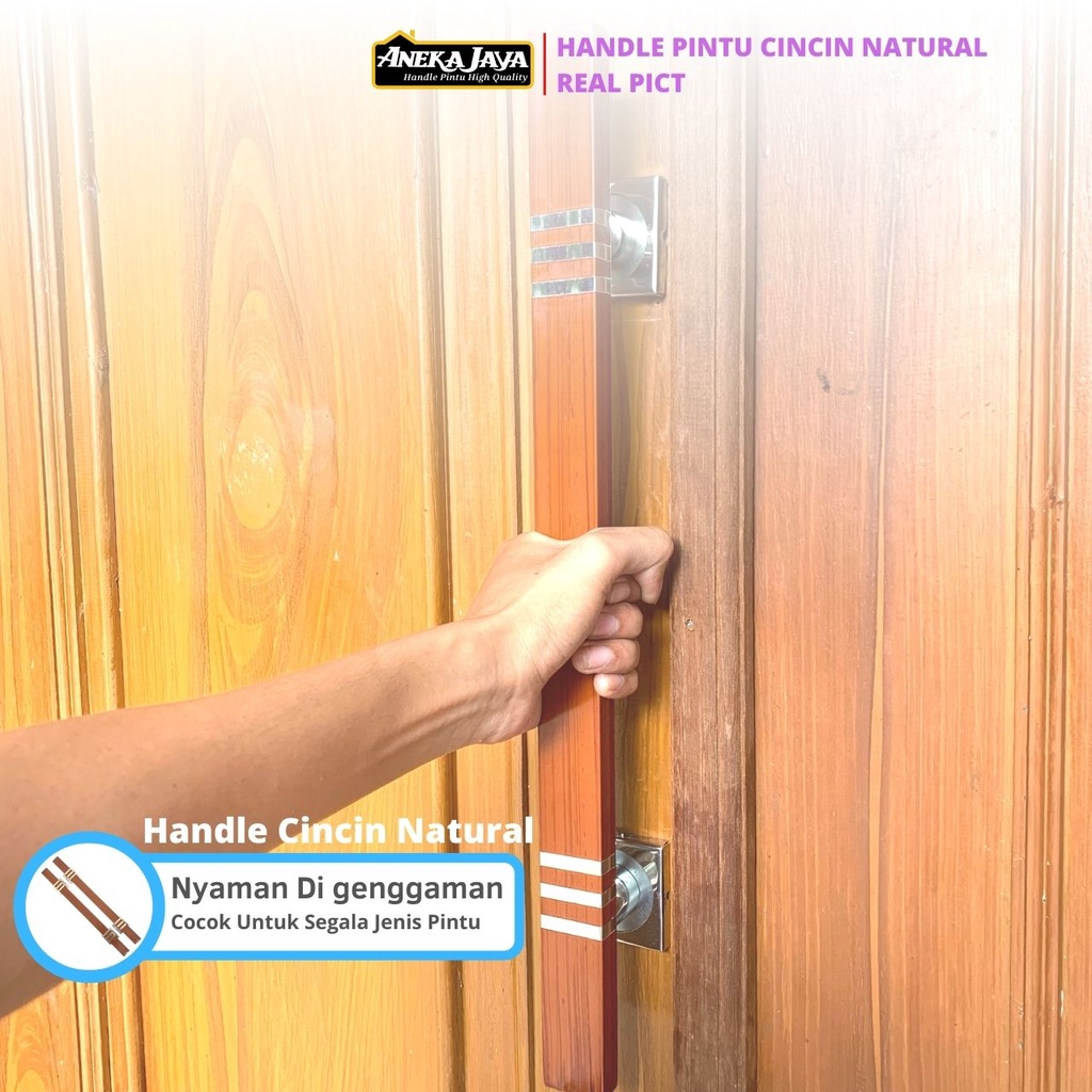 Pull Gagang Pintu Rumah Panjang 60 cm 45 33 Tarikan Dua Pegangan Handle Motif Kayu  Warna Hitam Natural Maroon Putih Stainlles