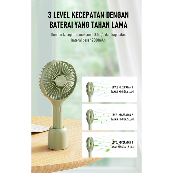 Robot RT-BF17 Kipas Angin Portable Mini Fan + Powerbank 2000mAh (New RT-BF11)