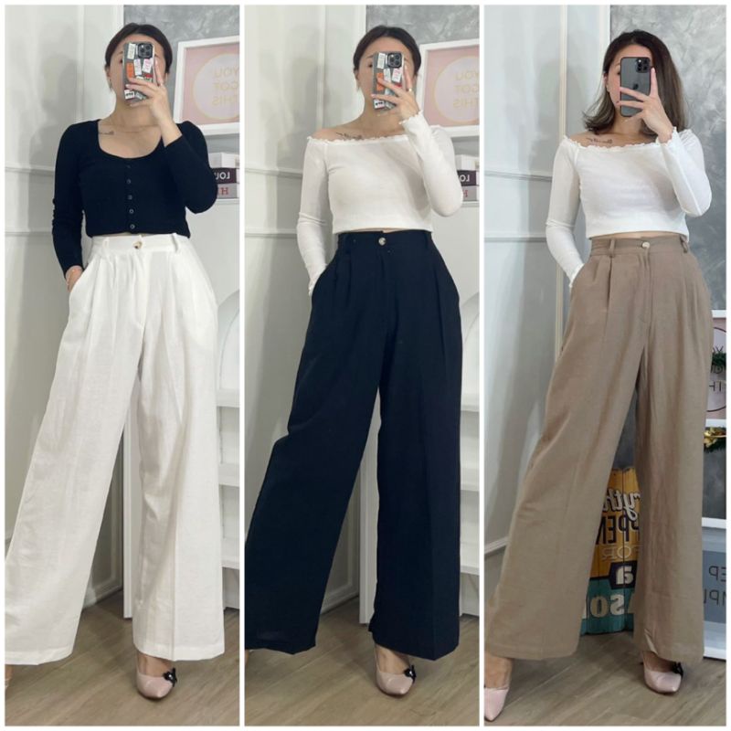 ⚡️CLEARANCE SALE ♡ ORIGINAL ! RIBKA LONG CULLOTE PANTS / CELANA KULOT PANJANG SAJA