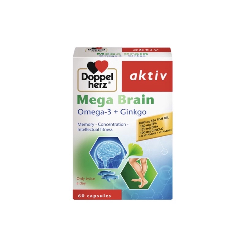 Jual Doppelherz Aktiv Mega Brain Omega3 + Ginkgo (isi 60 kapsul