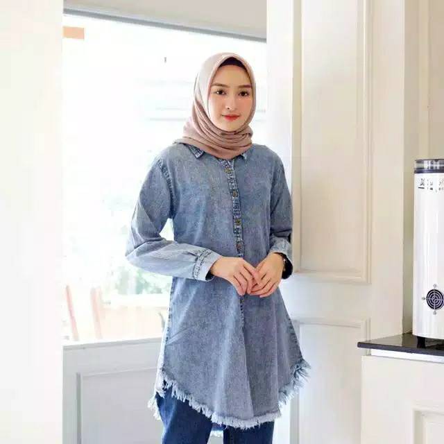 Valencia tunik jeans / denim murah wanita / muslim / jeans muslim / fashion wanita