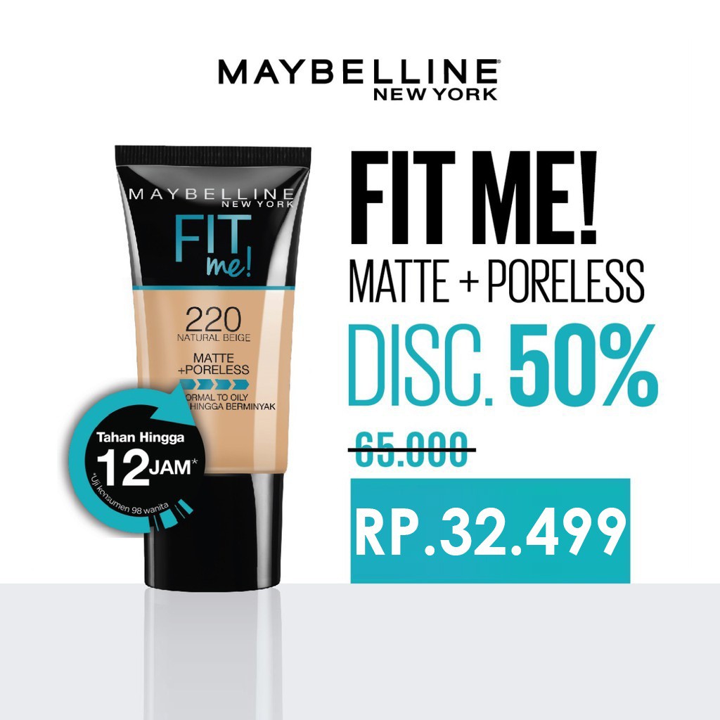 MAYBELLINE Fit Me Series Matte + Poreless Foundation Tube Pump Compact Powder 12H SPF by AILIN