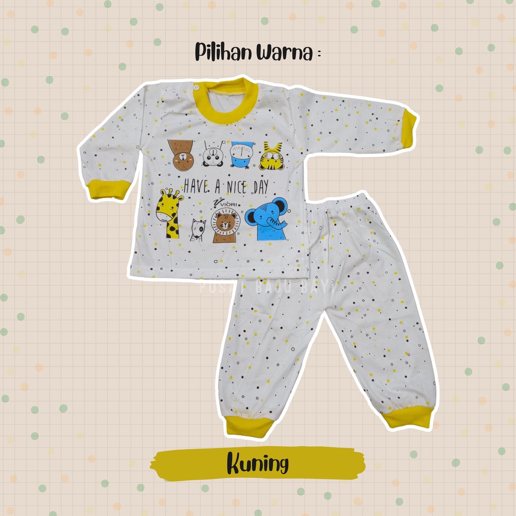 Setelan Baju Bayi Panjang 3 - 12 Bulan merk VIORI motif Have A Nice Day