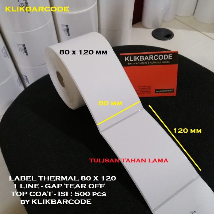 

MURAH Label Barcode Direct Thermal 80x120 80 x 120 core 1" isi 500 pcs KLIKBARCODE