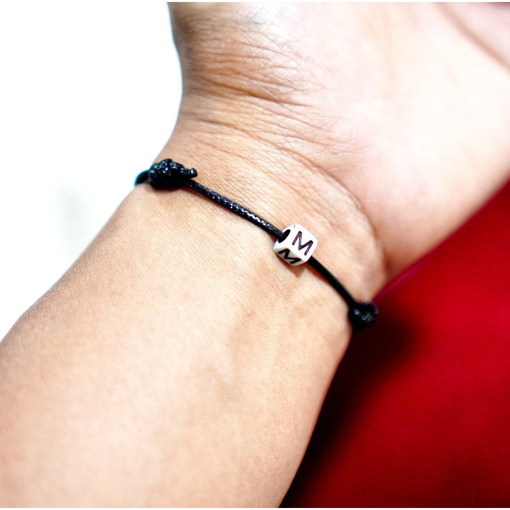 GELANG INISIAL DADU SINGLE SLIDE  ( tali anti air) / GELANG NAMA HURUF INITIAL CUSTOM / PARACORD BRACELET / GELANG VINTAGE-6