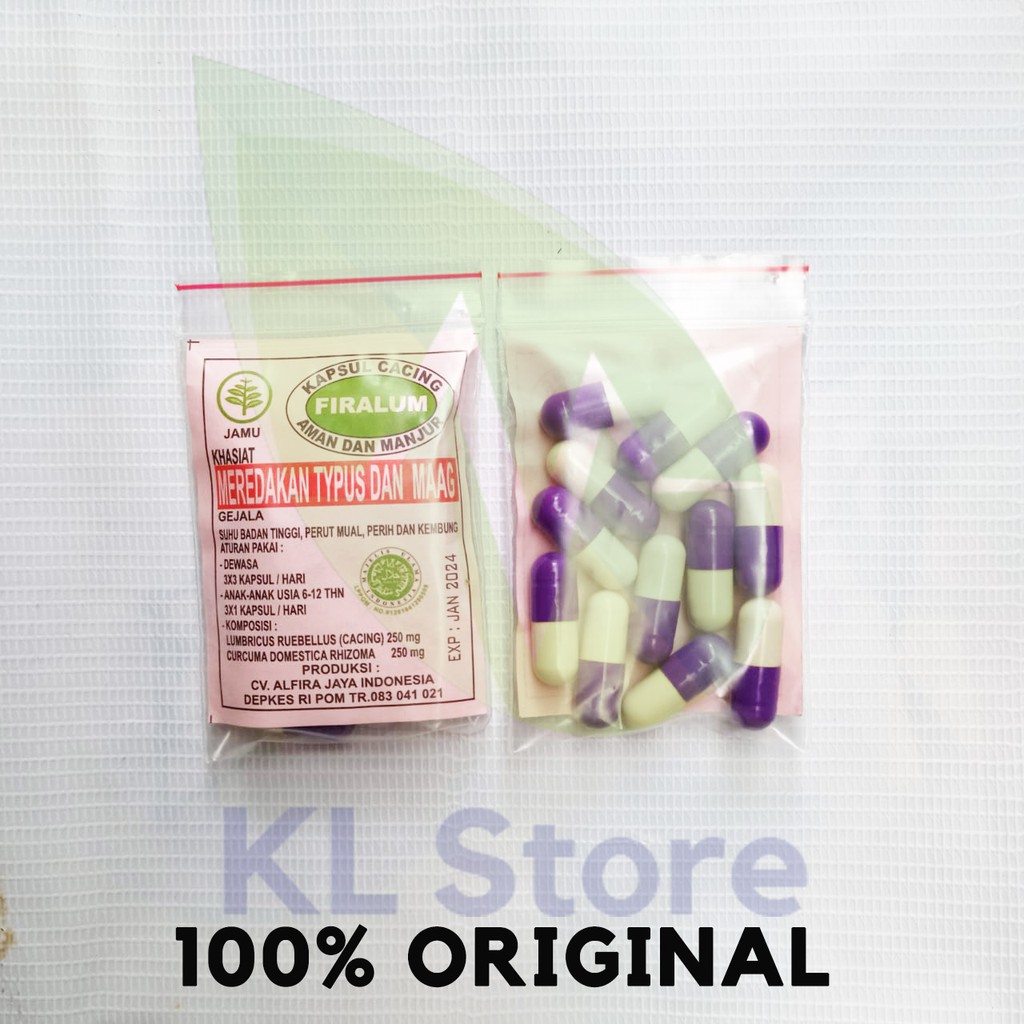 FIRALUM ISI 12 KAPSUL CACING KAPSUL MEREDAKAN TYPUS DAN MAAG DILONG TILUNG TIPES TIPUS