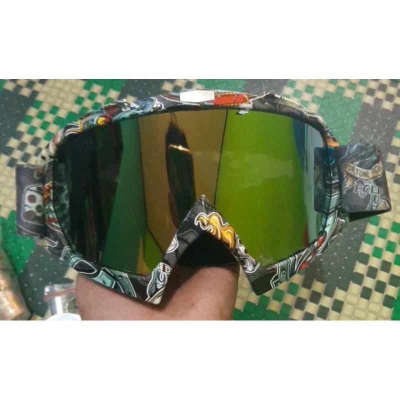 Grab Medan Kacamata Goggles kaca mata motor Ski Ice Skating Double Layers UV400 A4 A5 PHMAX black