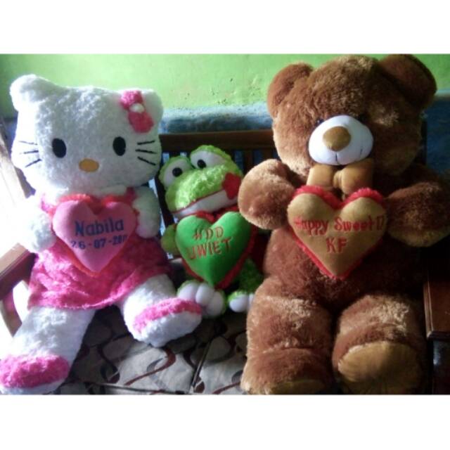 Boneka Lucu Banget Plus Bordir Love Nama Murah