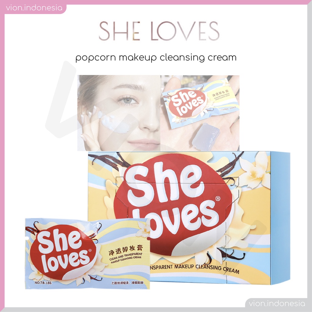 SHE LOVES Popcorn Cleansing Cream Makeup Remover Transparent 10 Cubes Original Sheloves SL024