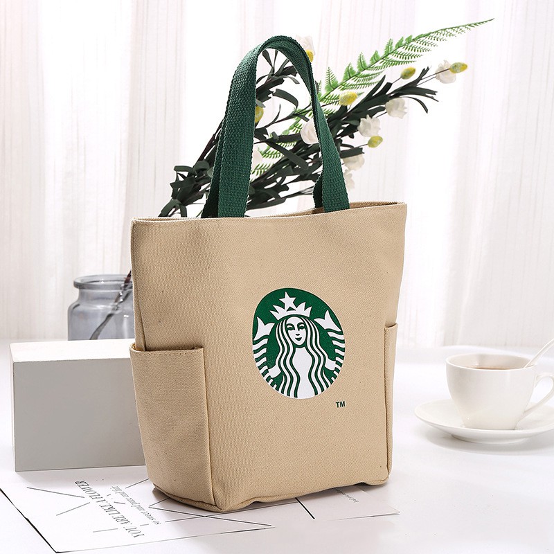 Tas Selempang Bahan Kanvas Motif Starbucks Gaya Jepang