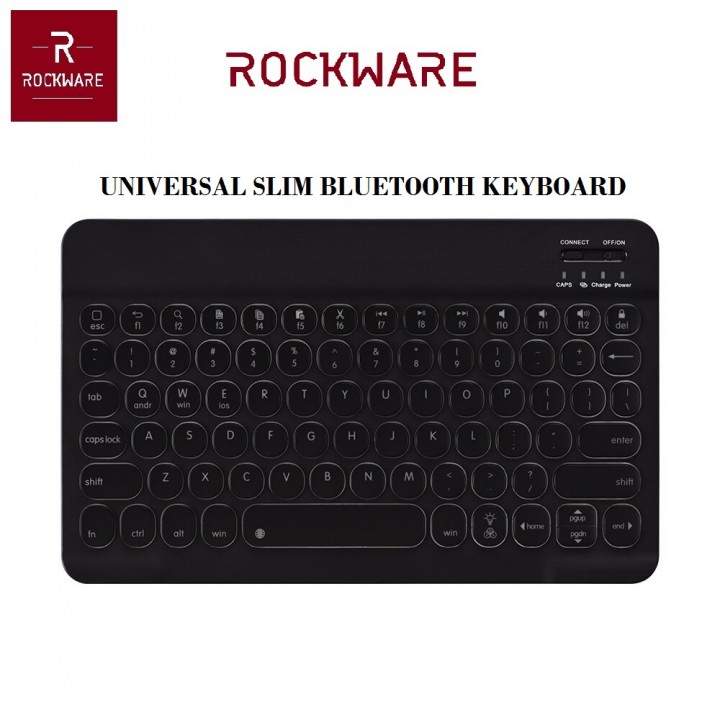 #TMAY21-39 ROCKWARE RW-0301D - Universal Slim Bluetooth Backlit 7 LED Keyboard