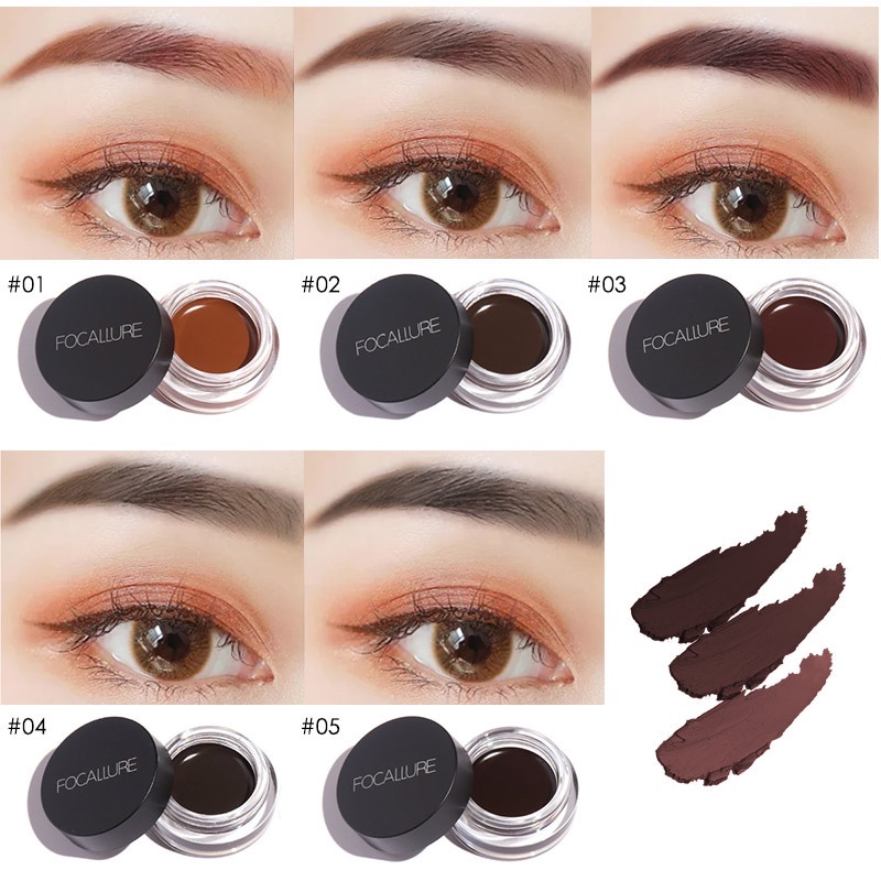 FOCALLURE Waterproof Eyebrow Cream Hot Sale Eyebrow Gel With Eyebrow Brush Long Lasting Eyebrow Makeup-5 Colors