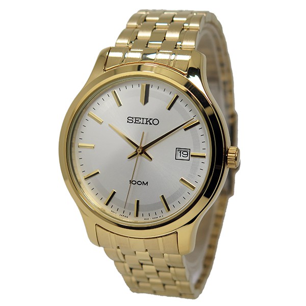 Seiko Quartz SUR148P1 Gold Plated Bracelet | Jam Tangan Pria SUR148
