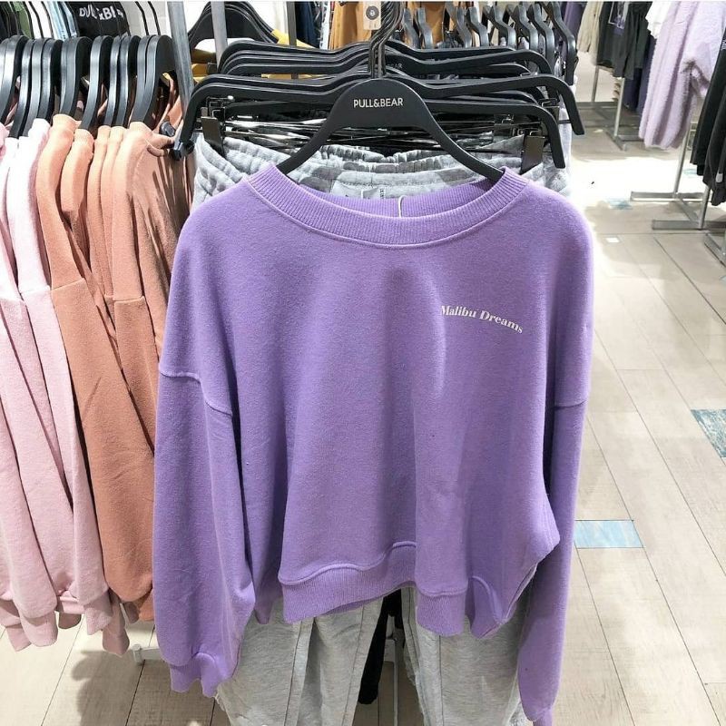 MALIBU DREAMS CROP OVERSIZE LILAC SWEATER WANITA TERMURAH TERLARIS'