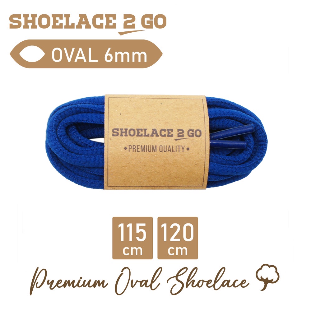 SHOELACE 2 GO PREMIUM TALI SEPATU LONJONG OVAL J1 - BLUE ELECTRIC - 115CM 120CM