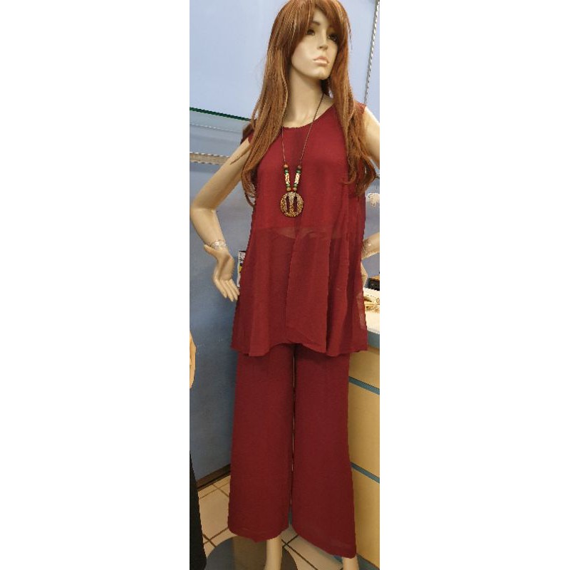 Stelan Celana Sifon Merah Maroon (Hanya ada Maroon)