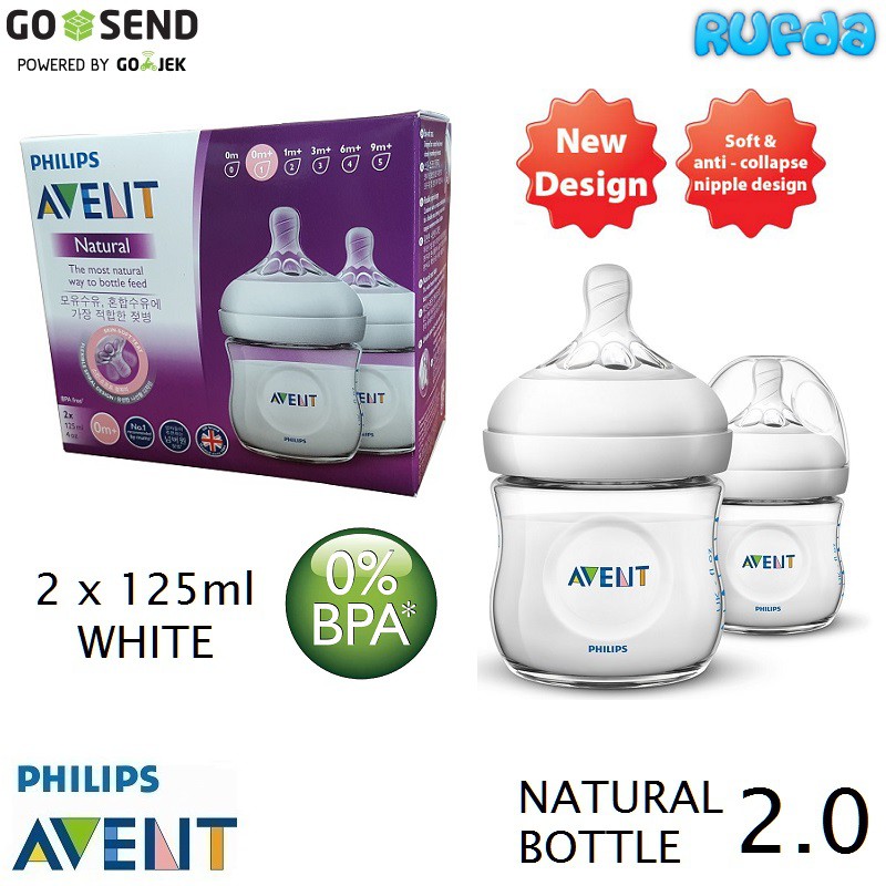 (Non Color) 2x125ml Philips Avent 2.0 Natural Bottle / Botol Susu Bayi