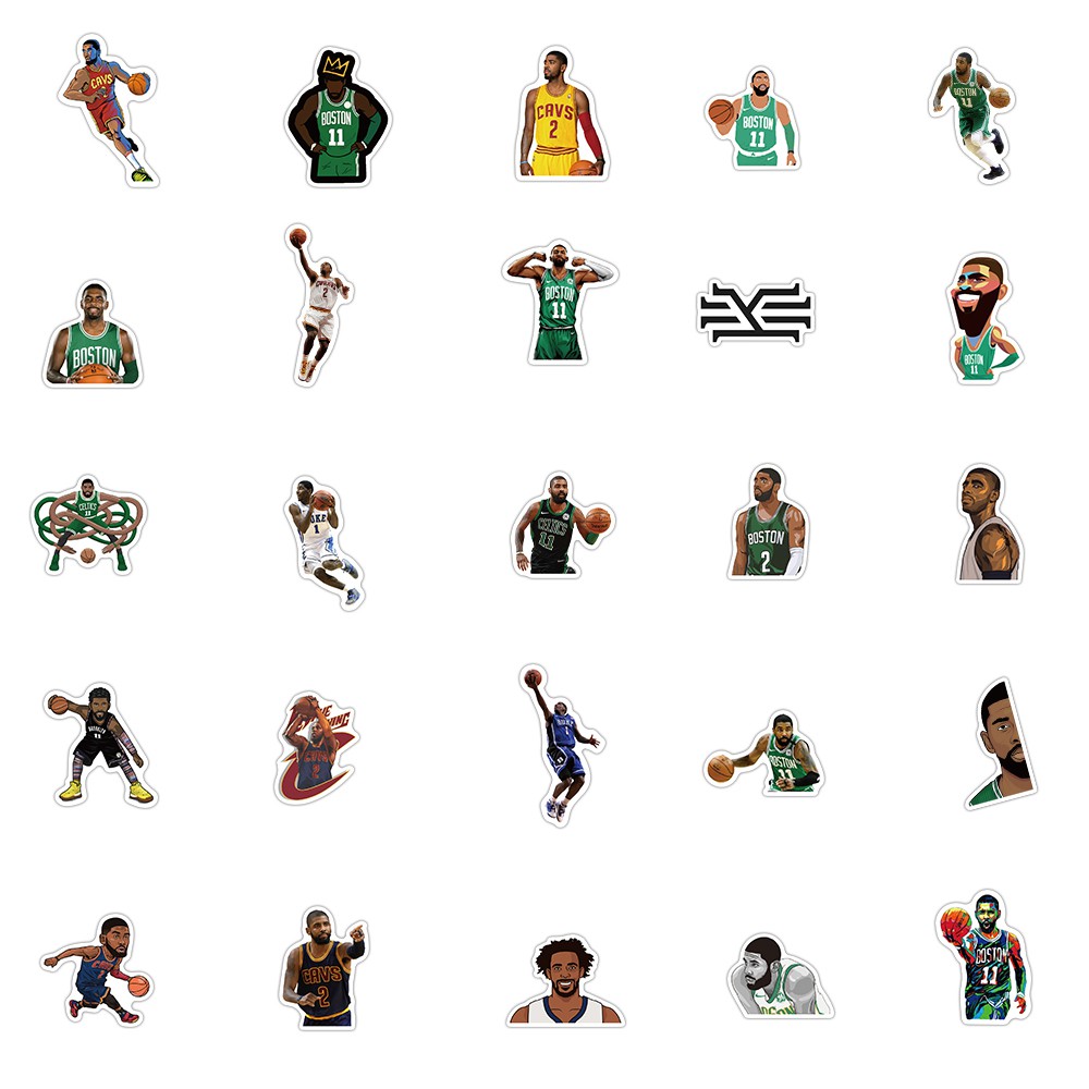 50pcs Stiker Graffiti Nba Star Kyrie Irving Bahan Pvc Anti Air Untuk Laptophelm