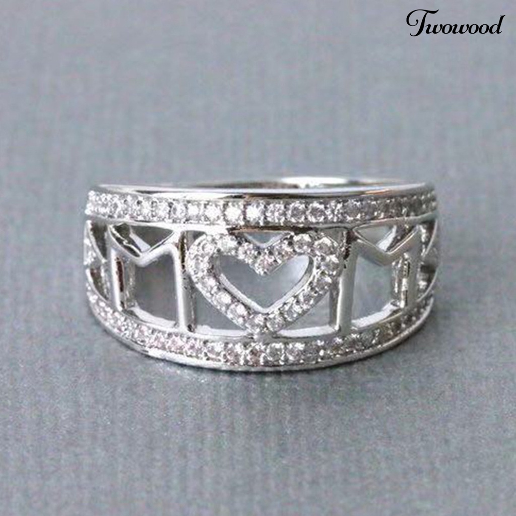 Cincin Berlian Imitasi Bahan Alloy Stainless Untuk Wanita