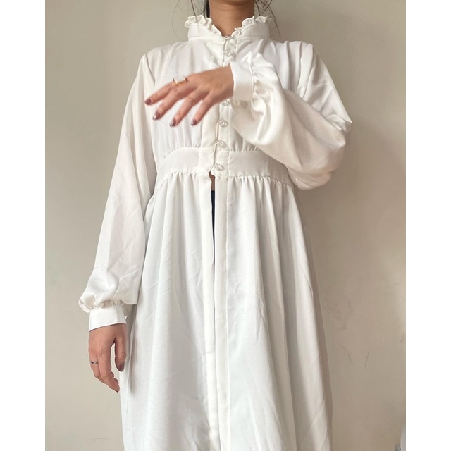 Zéa - Moda - Tunik Korea Putih Busui Dress Lebaran