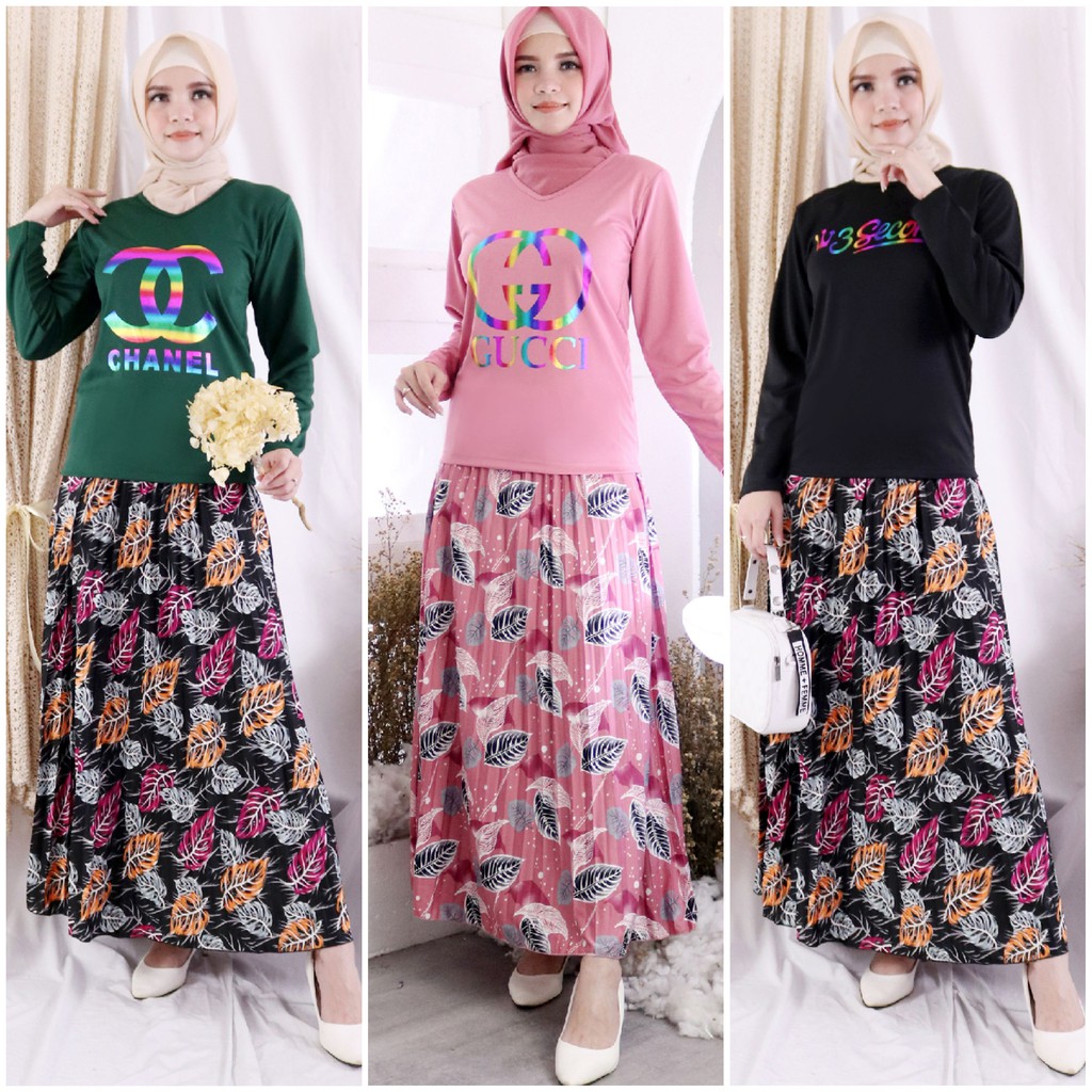 Veronita {ROK} Rok Plisket panjang Corak/Motif Rok muslim/Mayung/Payung Terbaru Termurah Terlaris