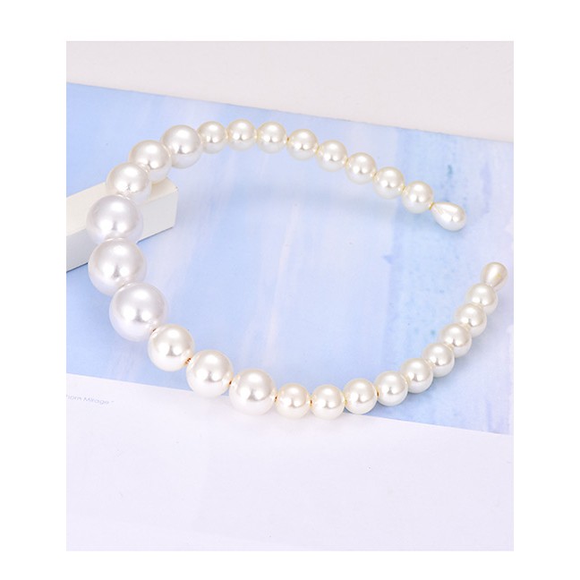 LRC Bando Fashion White Alloy Pearl Headband F48471