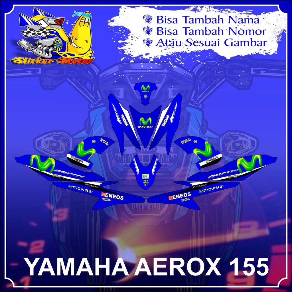 STICKER DECAL MOTOR FULL BODY YAMAHA AEROX MOVISTAR