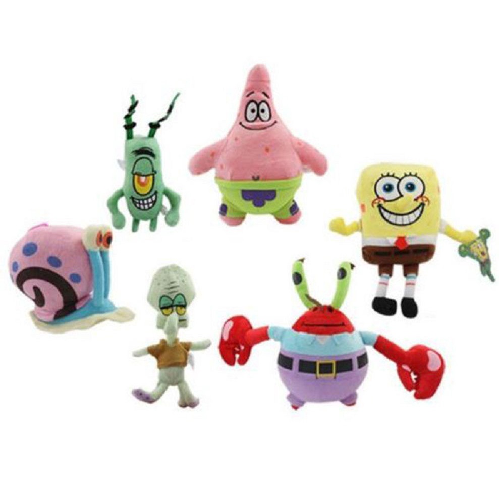 6pcs Mainan Set SpongeBob Squarepants Action Figure Patrick Star Figurine Doll Toy Cake Topper Boneka