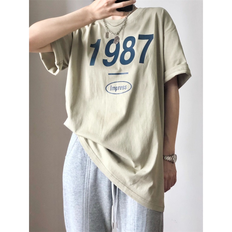 kaos wanita katun--retro style T-shirts cewe oversize--baju atasan wanita Import（realpict）