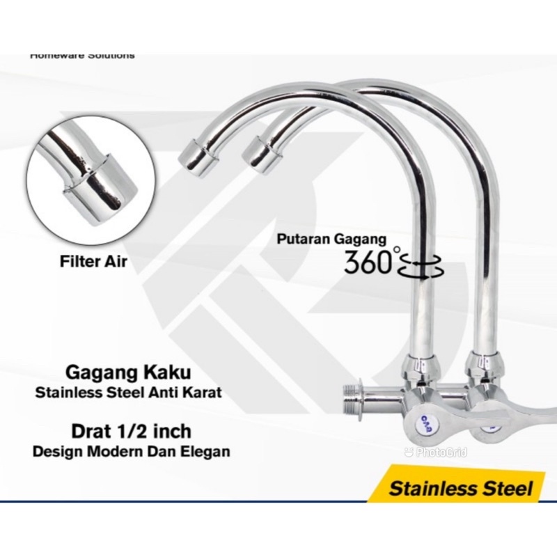 Kran Keran Dapur 1/2 inc Stainless/ Keran Dapur Stainless/ keran cuci piring stanlis 1/2 inc/ KRAN DAPUR STAINLESS/ Kran angsa minmlis kran cuci piring stanlis kran sink kran air kran westafel perlngkpn dapur sus 304