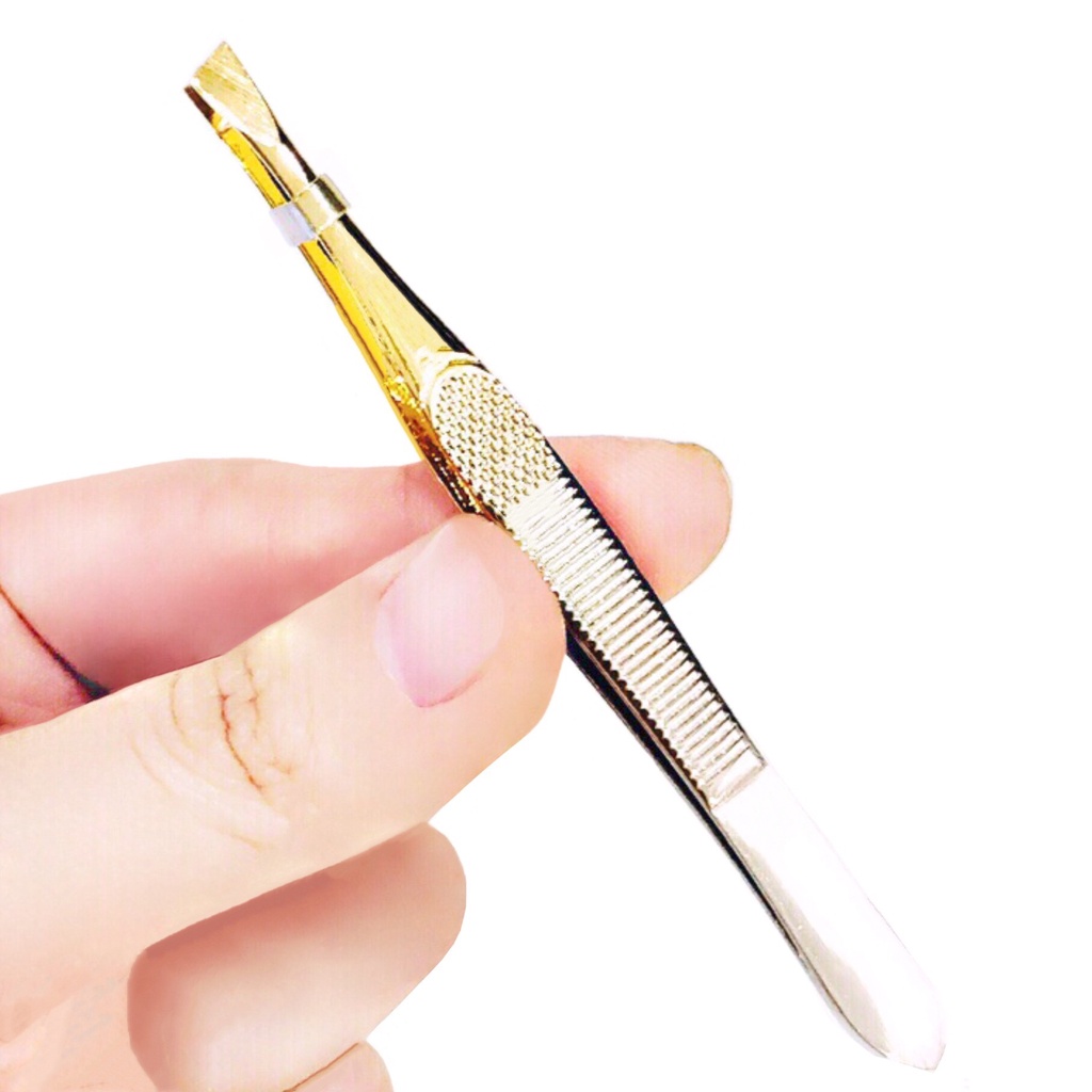 Pinset Eyelash Extension Stainless Steel Bevel Penjepit Alis Penghilang Bulu Wajah, Alat Kecantikan Dan Makeup