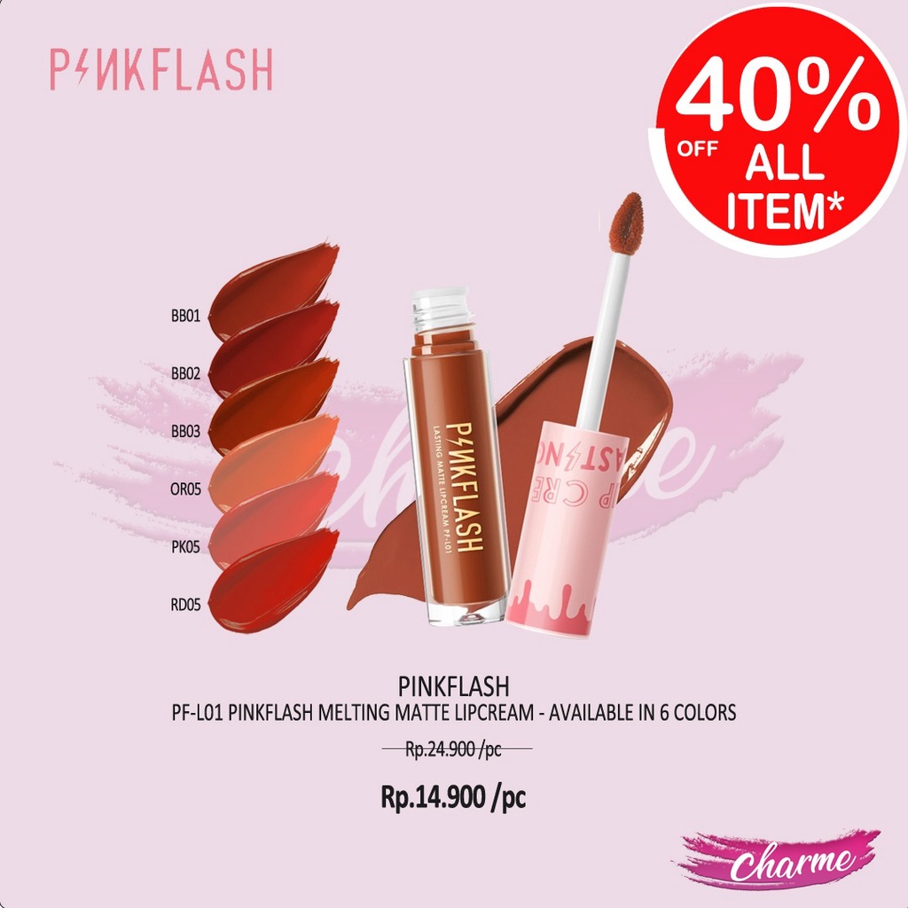 (READY &amp; ORI) Pinkflash Melting Matte Lipcream pink flash Lip Matte L01 L 01