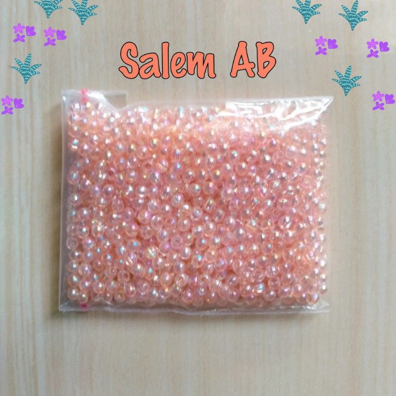 Mote Manik Mutiara Bulat 3 mm Pelangi/AB - 10 Gram