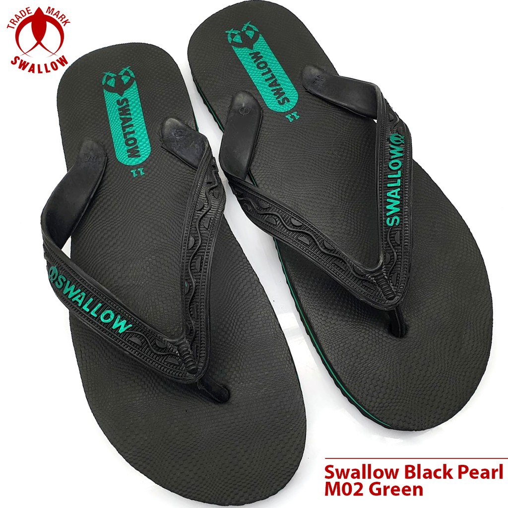 Sendal Jepit Swallow Black Pearl M02 - Sandal Japit M02 Swallow Hitam Aksen warna Metallic Pearl [SW