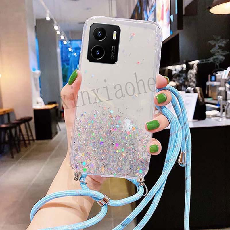 Case Tali Nagita Vivo V23E V23 5G Y15S Y01 Lanyard Glitter Gantungan