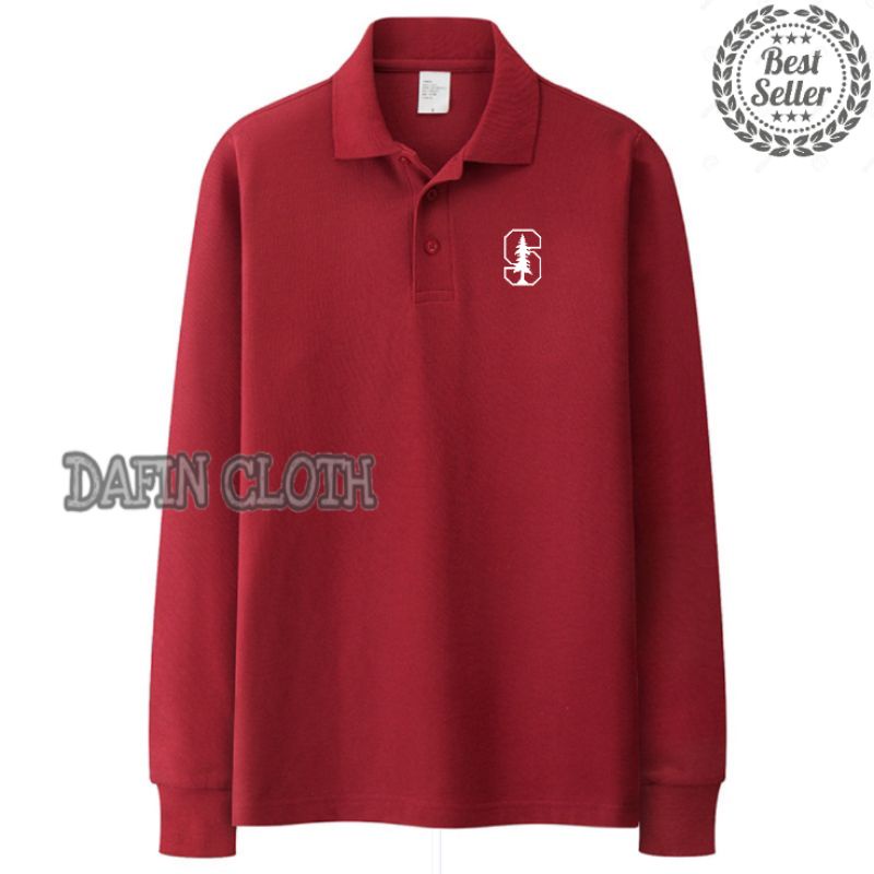 Polo shirt Kaos Kerah Pria Lengan Panjang Stanford University Nike