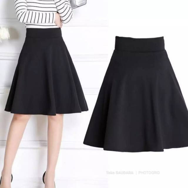 rok A pendek hitam (payung) import