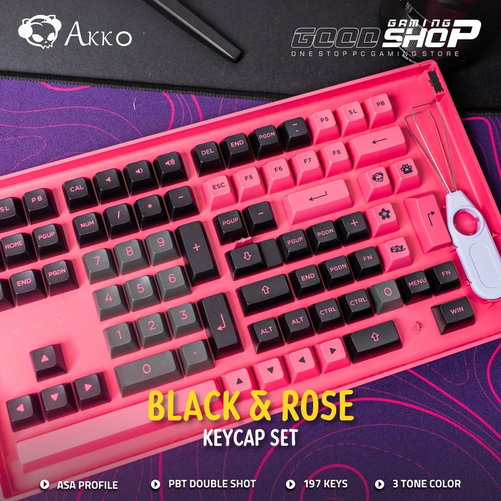 Akko Black &amp; Rose 197-Key ASA Profile - Keycap Set