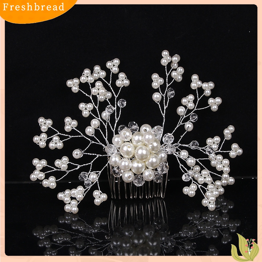 【Fresh】Wedding Party Bridal Elegant Headwear Women Floral Faux Pearl Hairpin Hair Comb