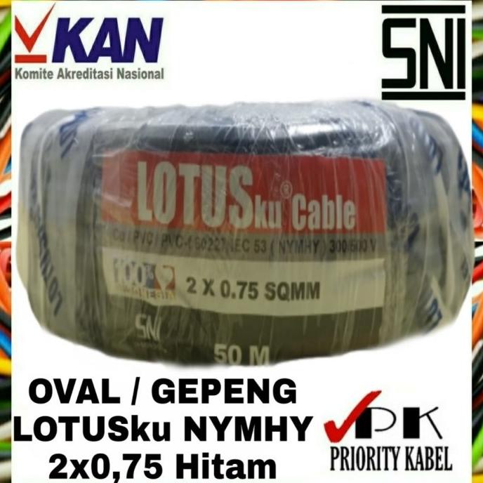 Kabel LOTUSku Oval Gepeng NYMHY 2x0,75 2x0.75 50 meter (50M) LOTUS