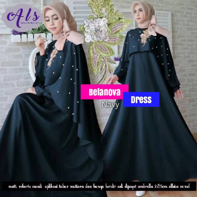 BELLANOVA DRESS GAMIS CAPE MUTIARA BAJU PESTA GAMIS KONDANGAN