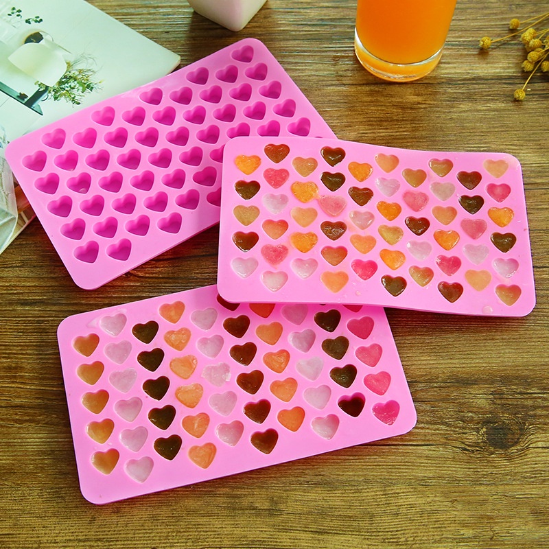 CETAKAN ES BATU SILIKON PINK BENTUK LOVE LA108P3 JELLY PUDING COKLAT AGER SILICON ICE CUBE TRAY MOLD SERBAGUNA